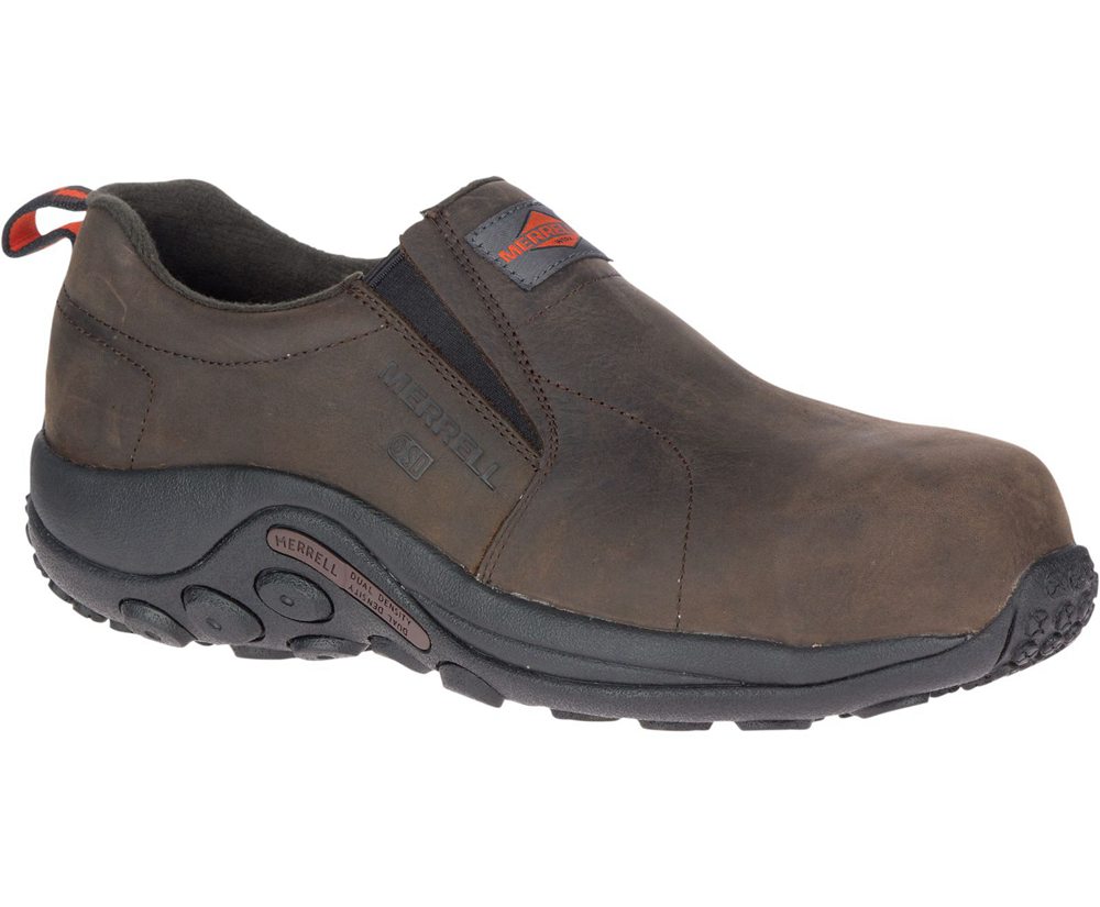 Merrell Slip Ons Brown - Jungle Moc Leather Comp Toe SD - Mens 37ZUBSRDH